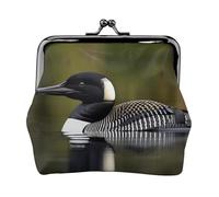 Loon Nature Bird - Monedero para mujer, cartera pequeña para mujer, pequeña bolsa de maquillaje para bolso, cartera retro ultrafina, Negro -, Talla única, Art Deco