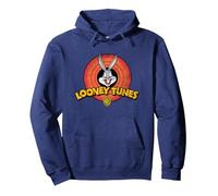 Looney Tunes Bugs Bunny Logo Sudadera con Capucha, Unisex para Adultos, Azul Marino, M