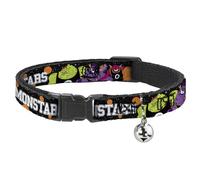 Looney Tunes - Collar de Gato Breakaway con Campana, Clip de plástico, fácil de Ajustar, Space Jam Monstars 5 Jugadores, Galaxia, Negro, Blanco, Gris, 8.5 a 12 Pulgadas, 0.5 Pulgadas de Ancho