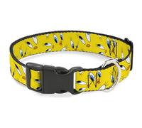 Looney Tunes Collar para Mascotas, Collar de Perro, Hebilla de plástico, expresión de Tweety y Ojos dispersos, Amarillo, 8.5 a 12 Pulgadas, 0.5 Pulgadas de Ancho