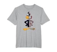 Looney Tunes Daffy Duck Half Skeleton Camiseta, Hombre Tallas Grandes, Gris Jaspeado, 4X Alto