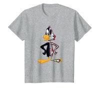 Looney Tunes Daffy Duck Half Skeleton Camiseta, Niños, Gris Jaspeado, 12 años