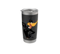 Looney Tunes Daffy Duck Orange Background Vaso térmico de acero inoxidable de doble pared