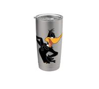 Looney Tunes Daffy Duck Orange Background Vaso térmico de acero inoxidable de doble pared
