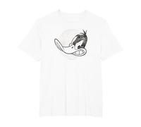 Looney Tunes Daffy Vintage Badge Camiseta, Hombre Tallas Grandes, Blanco, 4X Alto