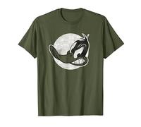 Looney Tunes Daffy Vintage Badge Camiseta, Hombre, Verde Oliva, XXL