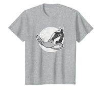 Looney Tunes Daffy Vintage Badge Camiseta, Niños, Gris Jaspeado, 8 años