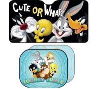 Looney Tunes - Juego de parasoles delanteros para coche y par de cortinas laterales con Titti, Silvestro, Bugs Bunny y Duffy Duck