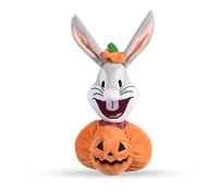 LOONEY TUNES Juguete de peluche para perros, conejito de Halloween, cabeza de calabaza, juguete de peluche para perros, juguete para perros pequeños, conejito chirriante para perros de 6 pulgadas