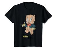 Looney Tunes Porky Distressed Camiseta Camiseta, Niños, Negro, 12 años