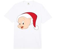 Looney Tunes Porky Pig Santa Hat Comfort Colors Adult Heavyweight T-Shirt