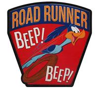 Looney Tunes Road Runner Beep Beep Embossed Metal Sign - Vintage Red Road Runner Sign for Garage or Man Cave