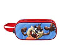 Looney Tunes Taz Tasmanian-Estuche Portatodo 3D Doble, Azul, 22 x 9.5 cm