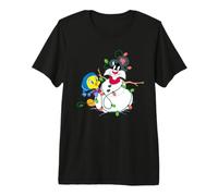 Looney Tunes Tweety and Sylvester The Snowman Christmas Camiseta Premium
