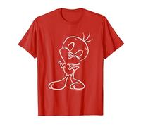 Looney Tunes Tweety Outline Camiseta, Hombre, Rojo, S