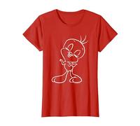 Looney Tunes Tweety Outline Camiseta, Mujer, Rojo, XL