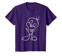Looney Tunes Tweety Outline Camiseta, Niños, Morado, 10 años