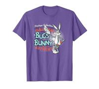 Looney Tunes Vintage Bugs Bunny Camiseta, Hombre, Morado Jaspeado, L