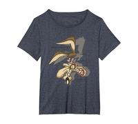 Looney Tunes Wile E. Coyote X-Ray Camiseta, Mujer Tallas Grandes, Azul Jaspeado, 1XL Grande