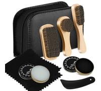 Loopeer Kit completo de esmalte de zapatos, kit completo de limpieza de zapatos, kit de cuidado de brillo para zapatos, caja de cepillo para botas para hombres y mujeres, color negro, Negro y
