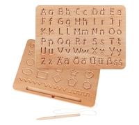LOOPES Alphabet Lernen Schreibtafel Holz Alphabet Tracing Boards Kinder Einschulung Geschenk ABC Lerlernen Holzbrettchen Doppelseitiges Übungsbrett für 3, 4 5 Jahre Schulkind Geschenk Schulleinführung