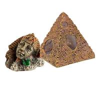 LOOPIG 2 piezas de decoración de acuario de Egipto antiguo faraón + pirámide de resina