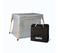 Looping Cama Paraguas de Viaje | Plegable Compacto, Pies de Madera, Tejido Reciclado, Parque Bebe Plegable | Gris jaspeado