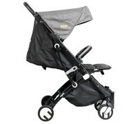 Looping Cochecito de viaje compacto, color gris intenso, a partir de 3 años, plegable con 1 mano, hasta 15 kg, marco de aluminio, toldo de nailon, cochecito estándar, incluye cesta de la compra