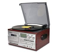 LoopTone Reproductor de Discos de Vinilo Bluetooth de 3 velocidades Tocadiscos y Reproductores de Cassettes clásicos Radio Am/FM Grabador USB Entrada Auxiliar Entrada de línea RCA