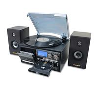 LoopTone Reproductor de Discos de Vinilo con Altavoces externos duales de 15 W 10 en 1 3 velocidades, Bluetooth, Tocadiscos clásico, Reproductor de casetes de CD Am/FM, grabadora USB, Entrada