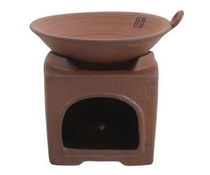 LOORGVEL 1 Juego de Calentador de té con Base de Tetera de Arcilla, Quemador de Cera Vintage, portavelas, Color marrón Claro.