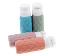 LOORGVEL 100ml y Bolsa de Almacenamiento Kit de 4 Botellas de Silicona Resistentes a Fugas Mecanismo Dosificador para Cosméticos para Cuidado Facial en Viajes