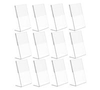 LOORGVEL 12 Piezas Soportes de Acrílico Transparente para Carteles para Números de Mesa de Boda Exhibidores Protectores Resistentes al Agua para Menús y Publicidad Restaurantes