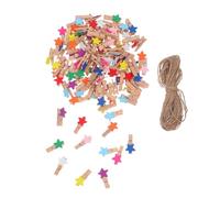 LOORGVEL 150 Piezas Clips para Colgar Ropa de Madera con Cuerda Mini Pinzas Forma de para Fotos Manualidades y Lavandería Resistentes y Portátiles para Interior y Exterior