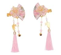 LOORGVEL 2 Horquillas Decorativas Japonesas Borlas Largas y Diseño de Abanico, Accesorios Cabello para Boda o Fiesta, Material de Aleación y Resina, Pack de 2 Piezas Varios estilos