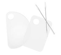 LOORGVEL 2 juegos Conjunto de Paletas de Maquillaje Transparentes Acrílicas Reutilizables para Mezcla de Pigmentos y Cosméticos Fácil Limpieza Incluye con Espátulas para Uñas y Arte Facial