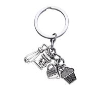 LOORGVEL 2 Llaveros Creativos de Aleación en Color Plata Diseño de Batidor y Pastel, Prácticos para Uso Diario y Perfectos como Adornos para Llaves o Bolsos