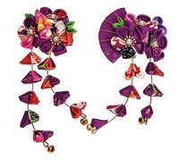 LOORGVEL 2 Piezas Accesorios para Cabello Japoneses con Abanico y Flor Clips Morados Horquillas Ligeras y Prácticas para Mujer y Niñas para Peinados Vintage Especiales