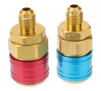 LOORGVEL 2 Piezas Adaptadores Rápidos para Aire Acondicionado de Coche Conectores de Alta y Presión con Mandos de y Azul para Diagnóstico y Recarga