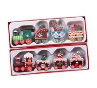 LOORGVEL 2 Piezas Adornos Navideños de Madera Tren Decoración de Escritorio Rojo y Verde para Festivo