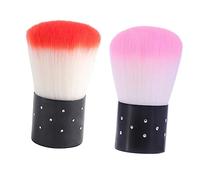 LOORGVEL 2 piezas Cepillos de Uñas Prácticos para Manicura Cepillo Suave para Polvo y Limpieza Herramienta Profesional para de Uñas Salón y Doméstico Colores Rojo y Rosa