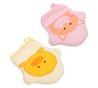 LOORGVEL 2 piezas Guantes de Baño para Niña Esponjas de Baño Suaves y Gruesas Infantiles con Diseño de Dibujos Animados Guantes para Limpieza Corporal con Anilla Color Color Aleatorio