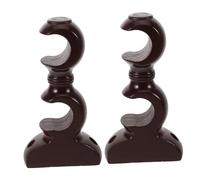 LOORGVEL 2 Piezas Soportes de Barra Doble para Cortina de Madera Marrón Rojizo, Base Fija para Postes Romanos, 2 Piezas, Montaje en Pared para Salón, Dormitorio y Cocina, Soportes