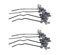 LOORGVEL 2 piezas U-shaped Leaf Hair Pins Metal Bridal Hair Combs With Rhinestones Elegant Low Bun Updo Accessories For Women Bridesmaids Prom And Parties