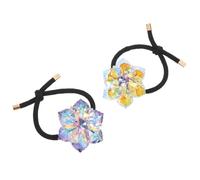 LOORGVEL 2 Piezas Water Lily Crystal Hair Ties Elastic Rhinestone Ponytail Holders With Sparkling Flower Design Lightweight Hair Accessories For Women And And Colors