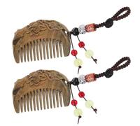LOORGVEL 2piezas Peine de Madera Antiguo Loto Tallado Mano Dientes Anchos Desenredante Accesorio de Peinado para Cuidado del Cabello Mujer