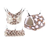 LOORGVEL 3 Piezas Cama Cueva Hámster y Hurón Cálida Casa de Peluche para Animales Pequeños Hamaca y Túnel para Roedores Refugio Adaptable para Hámsters Ratas y Chinchillas