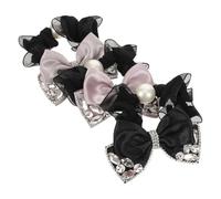 LOORGVEL 3 piezas Coleteros Elásticos con Lazo de Perlas y Diamantes de Imitación Bandas de Pelo con Brillo para Mujer Accesorios Elegantes Negro Rosa Púrpura y Gris Avanzado para Uso