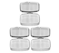 LOORGVEL 3 Piezas Estuche Pequeño de Metal para Medicamentos 2 Compartimentos y Pedrería de Color Claro, Mini Pastillero Portátil para Viaje y Uso Diario en Bolso, Organizador de Vitaminas