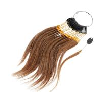 LOORGVEL 30 Muestras de Cabello Real para Prueba de Tinte Anillos de Color para Peluquería Muestras de Cabello Humano Teñido Set de 30 Mechones Marrón Oscuro 6° para Salón y Estética